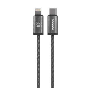 Porodo Woven 30W Lightning to Type-C Cable 1.2M – Black (PD-W30LC1-BK)