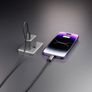 Porodo Woven 30W Lightning to Type-C Cable 1.2M – Black (PD-W30LC1-BK)