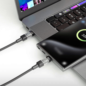 Porodo Braided 100W PD C to C with Transparent Head 1.2M – Black (PD-100WCCTH-BK)