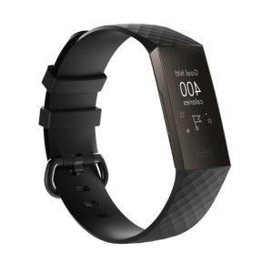 Fitbit Charge 4/3 Geometric Pattern Silicone Watchband Strap – Black