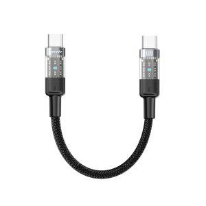 Porodo Braided 60W PD C to C Cable Transparent Head 35cm – Black(PD-60WCCTH-BK)