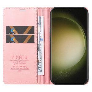 Samsung Galaxy S23 Ultra YIKATU Leather Flip Cover with Wallet – Rose Gold (YK-004)