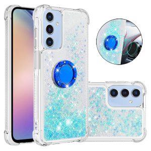 Samsung Galaxy A15 YB Quicksand Series-7 TPU Floating Sequins Kickstand Cover – Blue/Pentagram