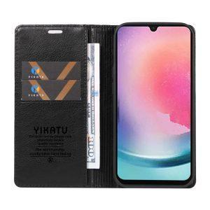 Samsung Galaxy A25 5G YIKATU Leather Flip Cover with Wallet – Black (YK-006)