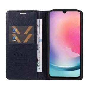 Samsung Galaxy A25 5G YIKATU Leather Flip Cover with Wallet – Navy Blue (YK-006)