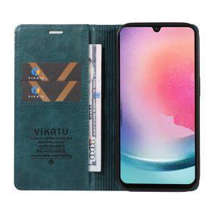 Samsung Galaxy A25 5G YIKATU Leather Flip Cover with Wallet – Green (YK-006)