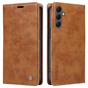 Samsung Galaxy A25 5G YIKATU Leather Flip Cover with Wallet – Brown (YK-006)
