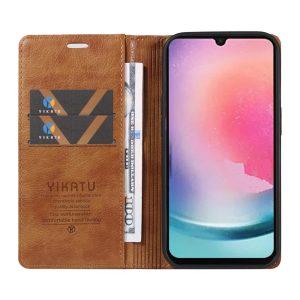 Samsung Galaxy A25 5G YIKATU Leather Flip Cover with Wallet – Brown (YK-006)