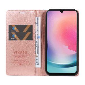 Samsung Galaxy A25 5G YIKATU Leather Flip Cover with Wallet – Rose Gold (YK-006)