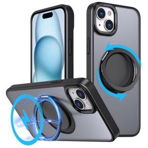 iPhone 15 Magnetic Kickstand Rotating Cover – Black