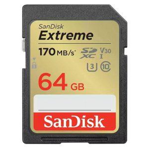 SanDisk 64GB Extreme V30, SDXC UHS-I Card with Adapter