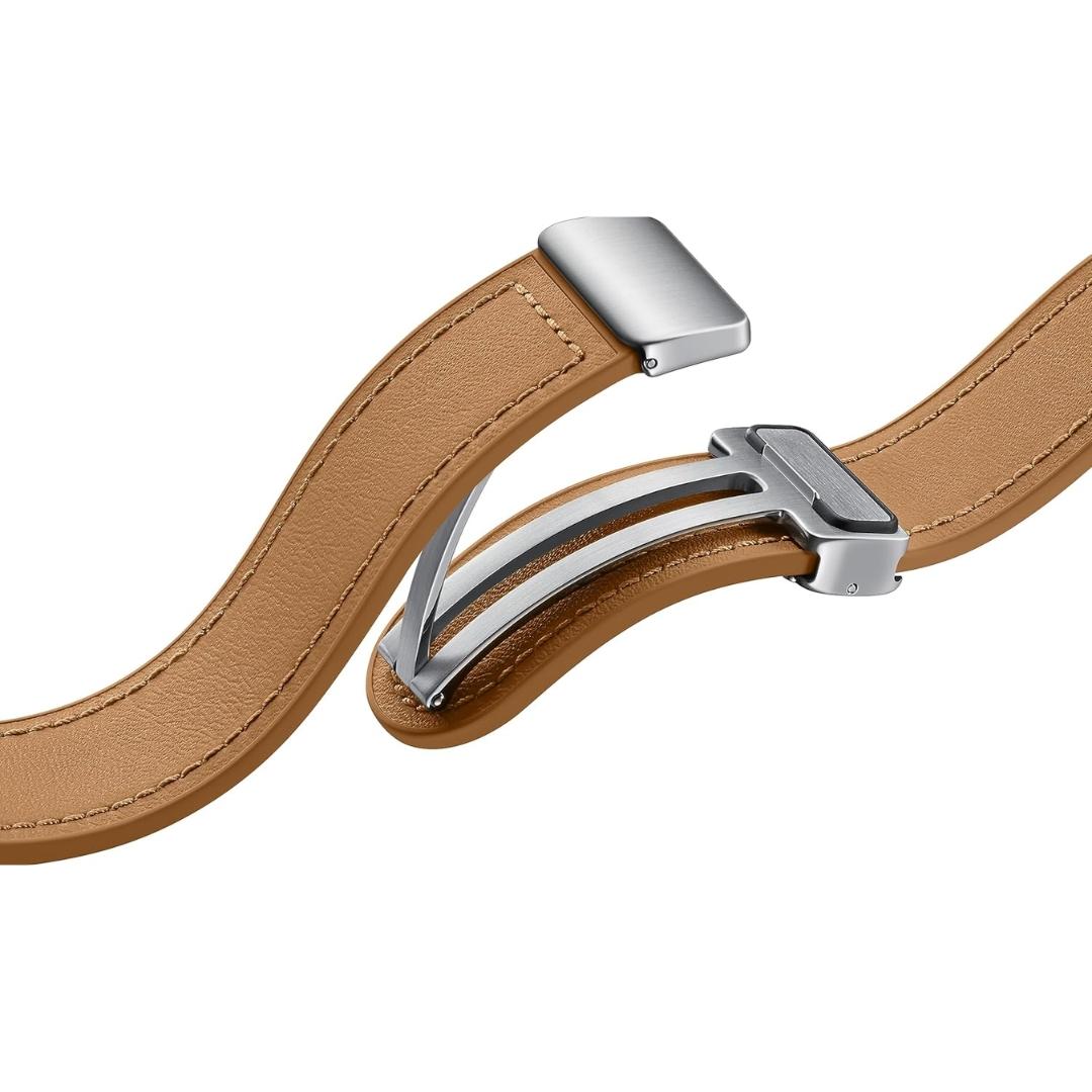 Samsung D-Buckle Hybrid Eco-Leather Slim Band 20mm M/L Strap - Brown - Image 3