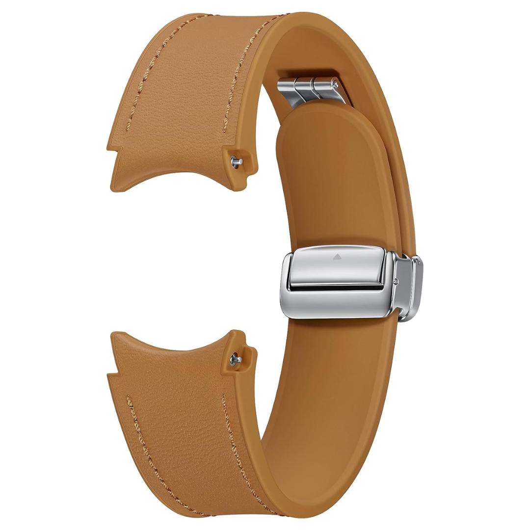 Samsung D-Buckle Hybrid Eco-Leather Slim Band 20mm M/L Strap - Brown