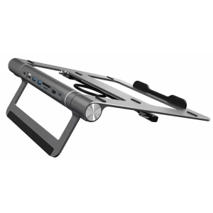 WiWu Aluminum Laptop Stand Hub 8in1 USB-C Docking Station – Gray