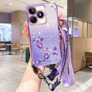 Xiaomi Redmi 13 5G / 13 4G / Poco M6 4G KADEM Glitter Sparkle TPU Cover with Lanyard – Purple