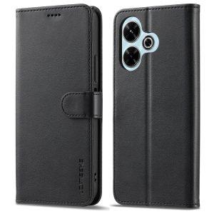 Xiaomi Redmi 13 4G/5G LC.IMEEKE Wallet PU Leather Texture Stand Flip Cover – Black