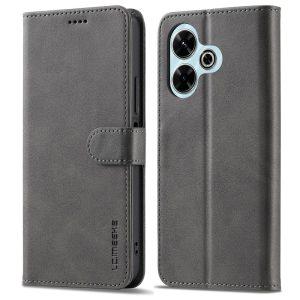 Xiaomi Redmi 13 4G/5G LC.IMEEKE Wallet PU Leather Texture Stand Flip Cover – Grey