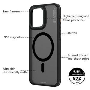 iPhone 15 YOUNGKIT PC+TPU Anti-fingerprint Magsafe Cover – Black