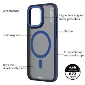 iPhone 15 YOUNGKIT PC+TPU Anti-fingerprint Magsafe Cover – Blue