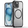 iPhone 15 MagSafe Carbon Fiber Matte Texture TPU+PC Cover - Black