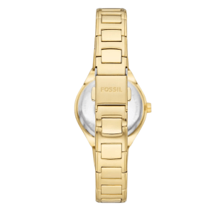 FOSSIL Womens Eevie Three-Hand Date Gold-Tone Stainless Steel Watch – BQ3801