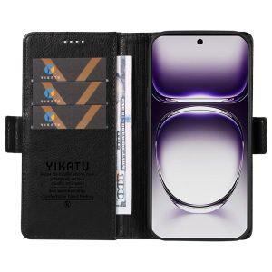 Oppo Reno12 5G YIKATU YK-007 PU Leather Stand Wallet Cover – Black