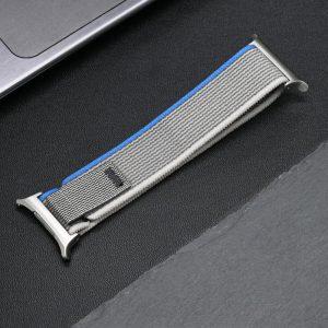 Samsung Galaxy Watch Ultra 47mm Braided Nylon Wrist Band Watch Strap – Blue+White