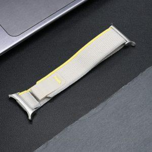 Samsung Galaxy Watch Ultra 47mm Braided Nylon Wrist Band Watch Strap – Yellow+White