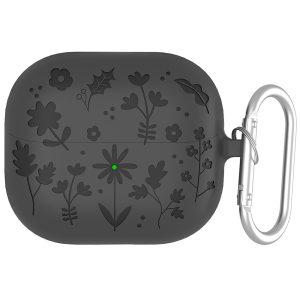 Samsung Galaxy Buds3 Pro/Buds3 Flower Pattern Silicone Case With Buckle – Grey