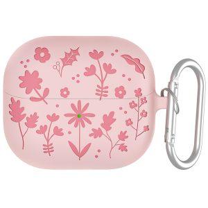 Samsung Galaxy Buds3 Pro/Buds3 Flower Pattern Silicone Case With Buckle – Pink