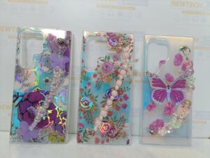 Samsung Galaxy S23 Ultra iPefet Flower Pattern With Beaded Chain Hand Strap
