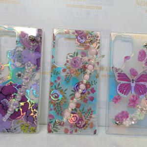 Samsung Galaxy S23 Ultra iPefet Flower Pattern With Beaded Chain Hand Strap