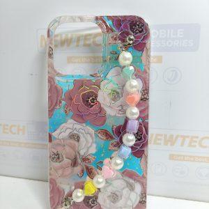 iPhone 14 Pro Max iPefet Flower Pattern With Beaded Chain Hand Strap
