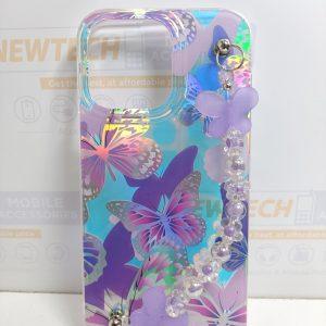 iPhone 14 Pro Max iPefet Flower Pattern With Beaded Chain Hand Strap