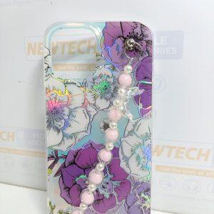 iPhone 12 Pro Max iPefet Flower Pattern With Beaded Chain Hand Strap