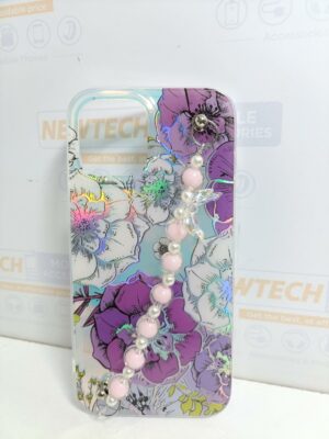 iPhone 12 Pro Max iPefet Flower Pattern With Beaded Chain Hand Strap