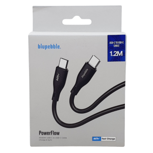 Blupebble PowerFlow PD60W USB-C To USB-C Cable 1.2M – BlackBP-PFUSBC1.2M60W-BK