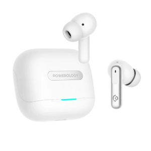 Powerology Hybrid ANC+ENC 6Mic Earphone – White(PWLAU010-WH)