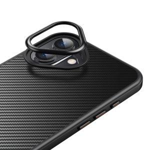 iPhone 16 Plus Magsafe Carbon Fiber Texture PC + TPU Cover – Black