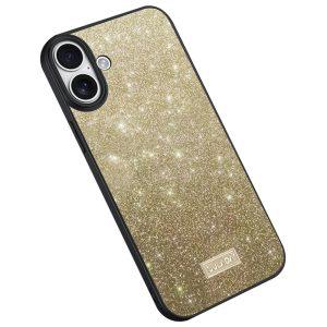 iPhone 16 Plus SULADA Leather+PC+TPU Glitter Sequins Cover – Gold