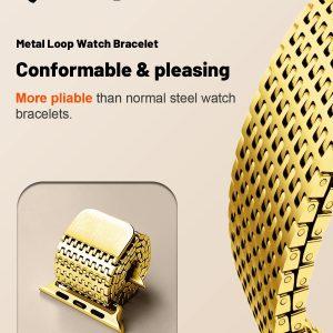 Santa Barbara Arlen Mesh Stainless Steel Apple Watch Strap 42-49MM – Gold