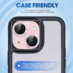 iPhone 15 Diamond Stones Camera lens – Pink