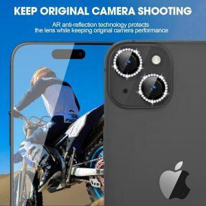 iPhone 15 Diamond Stones Camera lens – Black