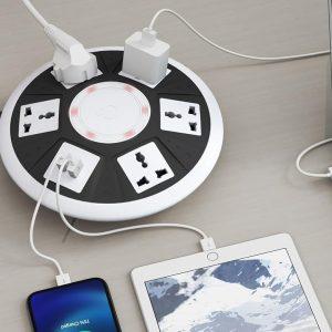 Green Lion 7 in 1 Power Socket  5AC Universal Outlet + 2USB – White(GN7N1PSKT13WH)