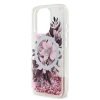 iPhone 16 Pro Guess Magsafe Liquid Glitter Hard Cover With Flower Design - Pink(GUHMP16LLFMWTP)