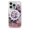 iPhone 16 Pro Guess Magsafe Liquid Glitter Hard Cover With Flower Design - Pink(GUHMP16LLFMWTP) - Image 2