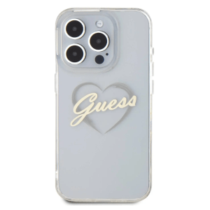 Guess IML Cover With Heart Logo For iPhone 16 Pro – Clear(GUHCP16LHCHGSPT)