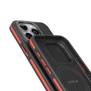 Levelo Ox Carbon Case For iPhone 15 Pro Max – Red (LVLOC15PMRD)