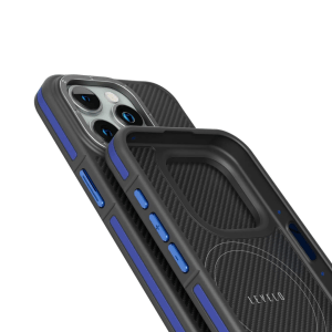 Levelo Ox Carbon Case For iPhone 15 Pro Max -Blue(LVLOC15PMBL)