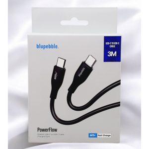 Blupebble PowerFlow PD60W USB-C TO USB-C Cable 3M – Black BP-PFUSBC3M60W-BK